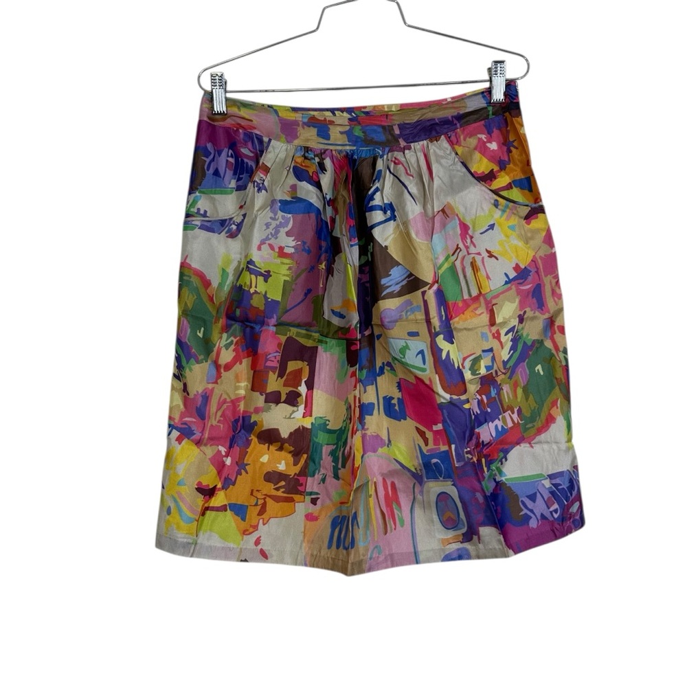 Rohit Ghandi + Rahul Khanna Colorful Abstract Print Skirt L